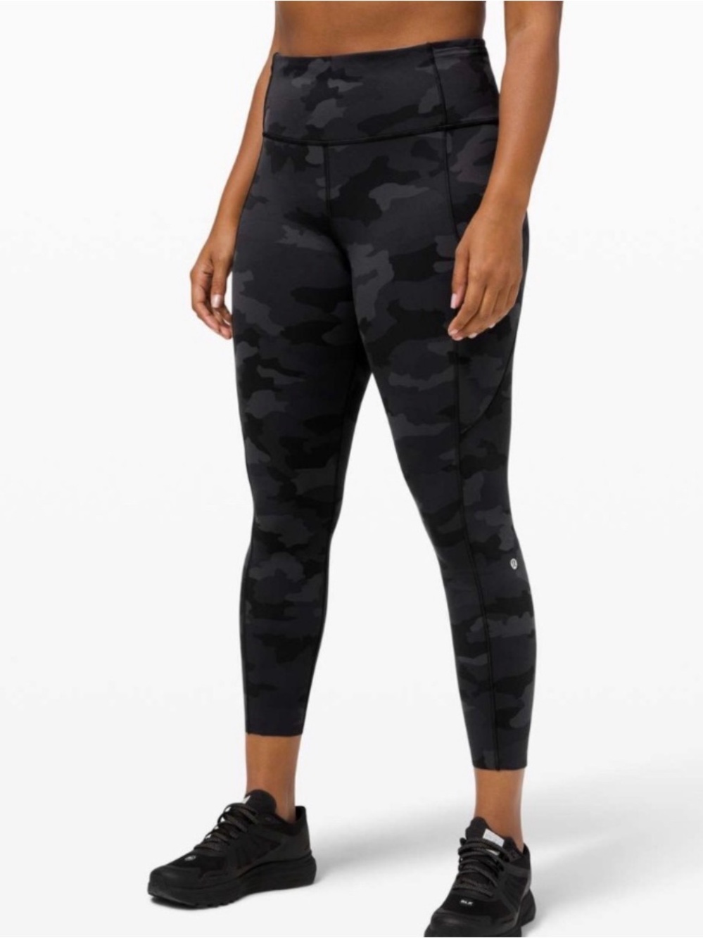 Lululemon Fast Free HR Cropped Tight High-Waist Black Camo Leggings